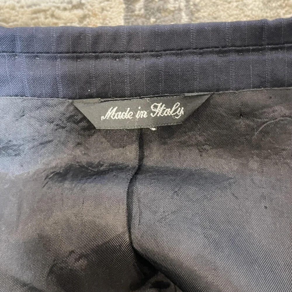 Gianni Manzoni Navy Pinstripe Blazer Reda Super 130s Virgin Wool‎ Italy 46L